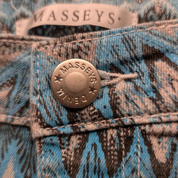 ❌Copy❌Masseys Blue/Black/White Patterned Pants Size 14 - Picture 8 of 13